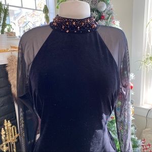 Vintage Black velvet long sleeve dress